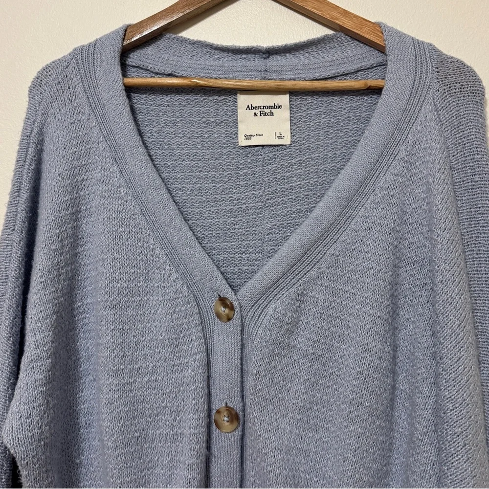 Abercrombie & Fitch Cardigan Size Large Blue Button Up Lightweight Knit Sweater - Picture 4 of 8